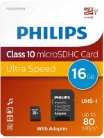 Карта памяти PHILIPS microSDHC 16 GB Class 10 + adapter