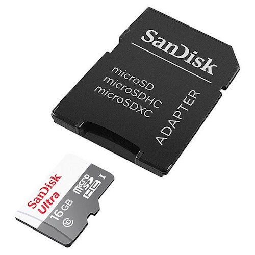 Карта памяти SANDISK microSDHC 16GB Ultra Class 10 UHS-I 48MB/s + SD (SDSQUNB-016G-GN3MA)