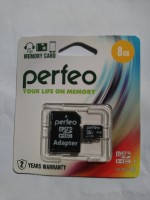 Карта памяти PERFEO  microSD 8GB Class 10 w/o adapter