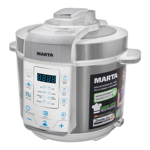 Мультиварка MARTA MT-4312 белый/сталь