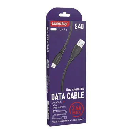 Кабель SMARTBUY S40 USB - Lightning 1m (Черный) 1 Кабель SMARTBUY S40 USB - Lightning 1m (Черный) 1