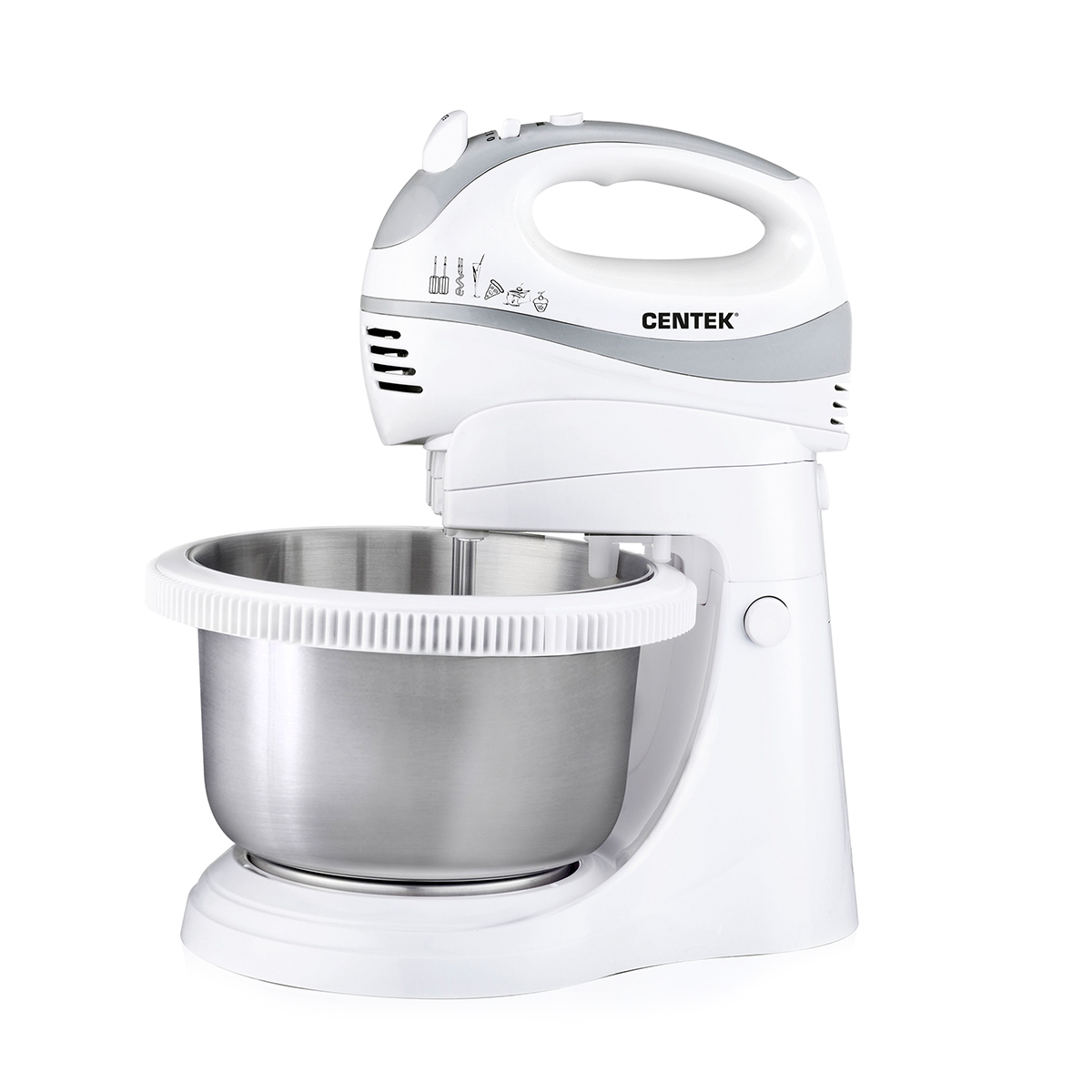 Миксер с чашей CENTEK CT-1107 (Белый-сталь) 1 Миксер с чашей CENTEK CT-1107 (Белый-сталь) 1