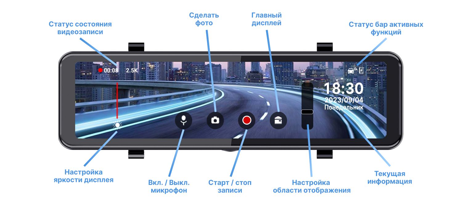 Видеорегистратор TRENDVISION CarPlay Mirror 3