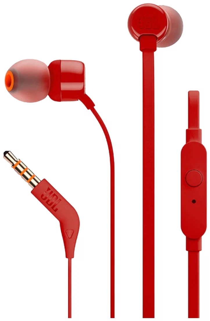Проводная гарнитура JBL T110 (Красная) 1 Проводная гарнитура JBL T110 (Красная) 1
