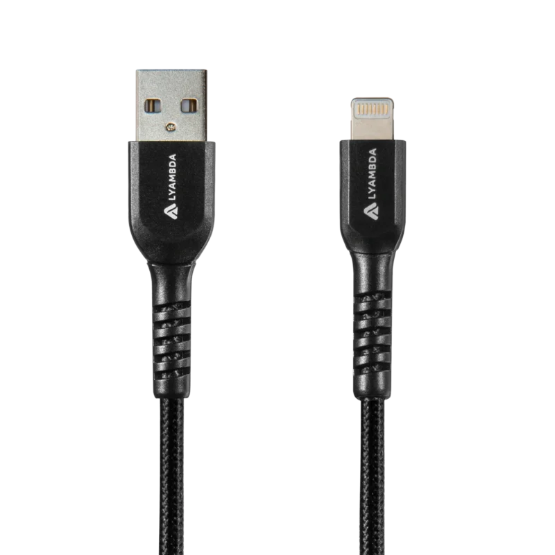 Кабель LYAMBDA USB - Lightning 3А 0,5м (Черный) 1