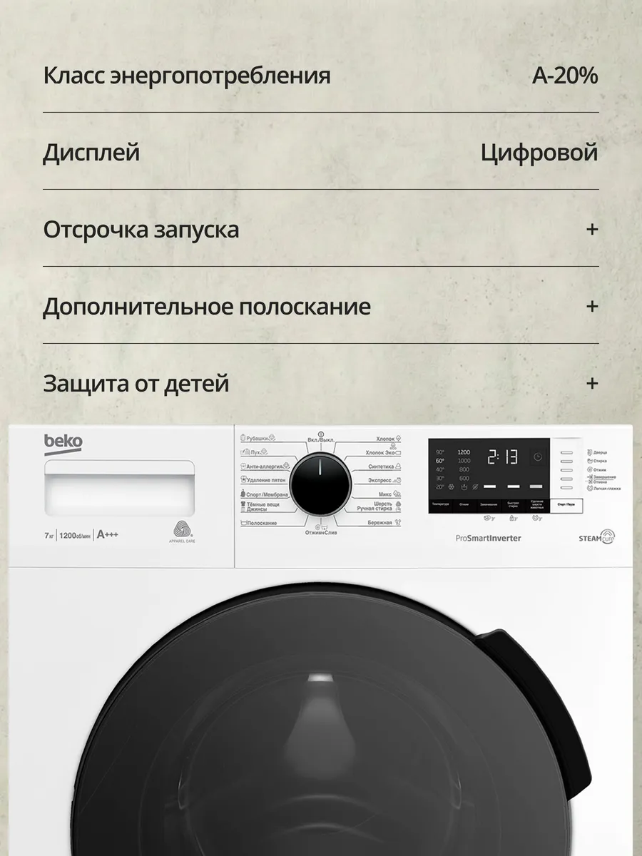 Стиральная машина BEKO WSPE7612W 1 Стиральная машина BEKO WSPE7612W 1