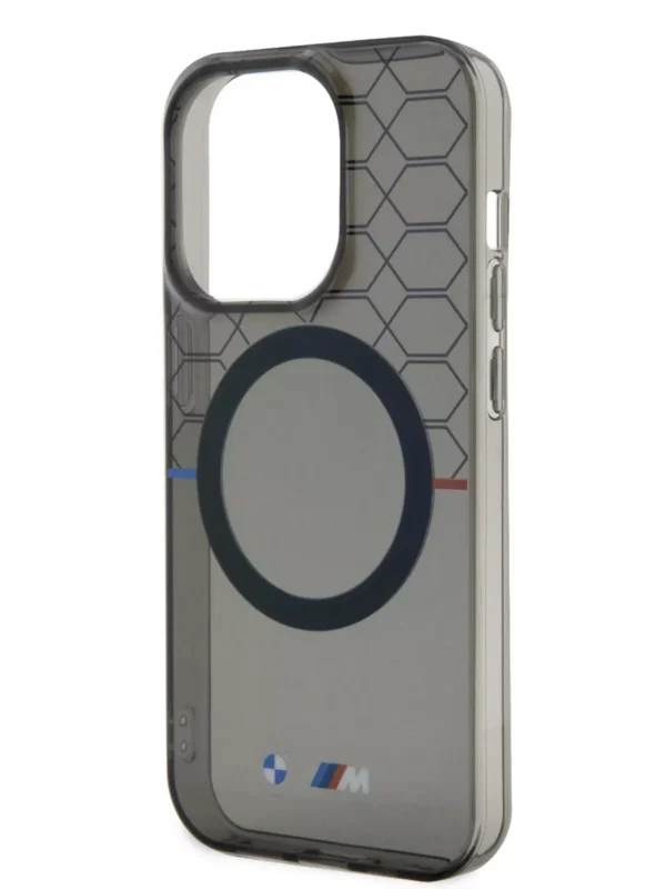 Чехол BMW для iPhone 15 Pro чехол M-Collection PC/TPU Silver Ring Hard Transparent (MagSafe) 1