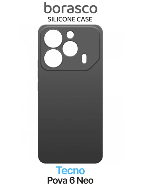 Чехол BORASCO Silicone Case матовый Tecno Pova 6 Neo (Черный) 1