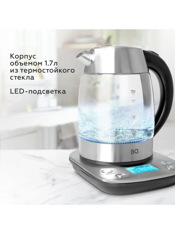 Электрочайник BQ KT1703G (Стальной-Черный) 1