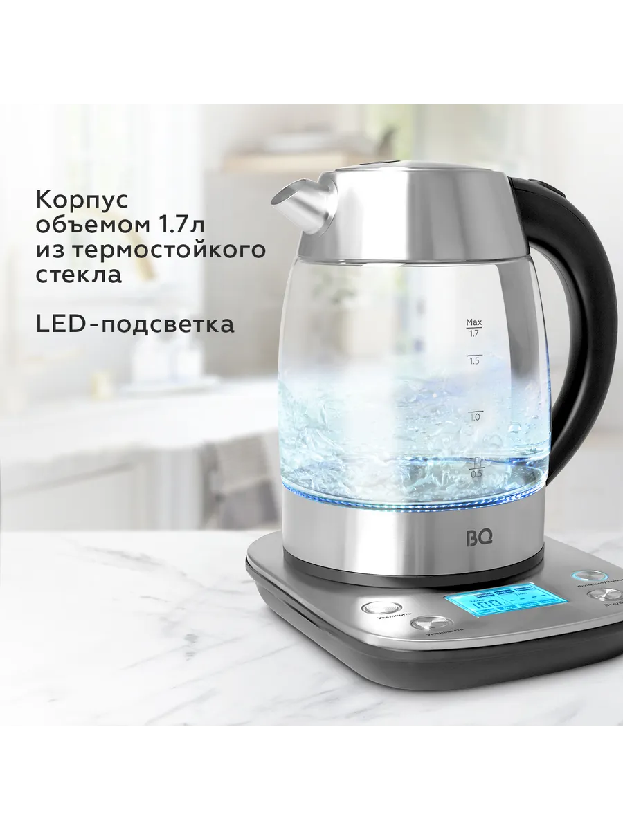 Электрочайник BQ KT1703G (Стальной-Черный) 1 Электрочайник BQ KT1703G (Стальной-Черный) 1