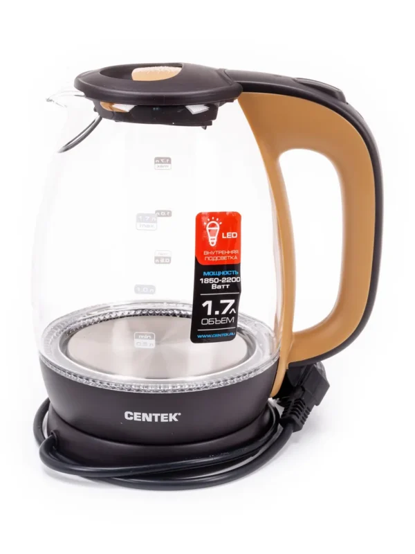 Электрочайник CENTEK CT-0056 (Бежевый-кофе) 1