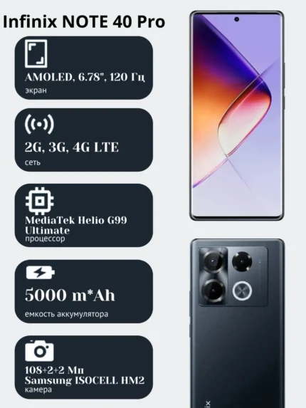Смартфон INFINIX NOTE 40 PRO 12/256GB (Черный) 1