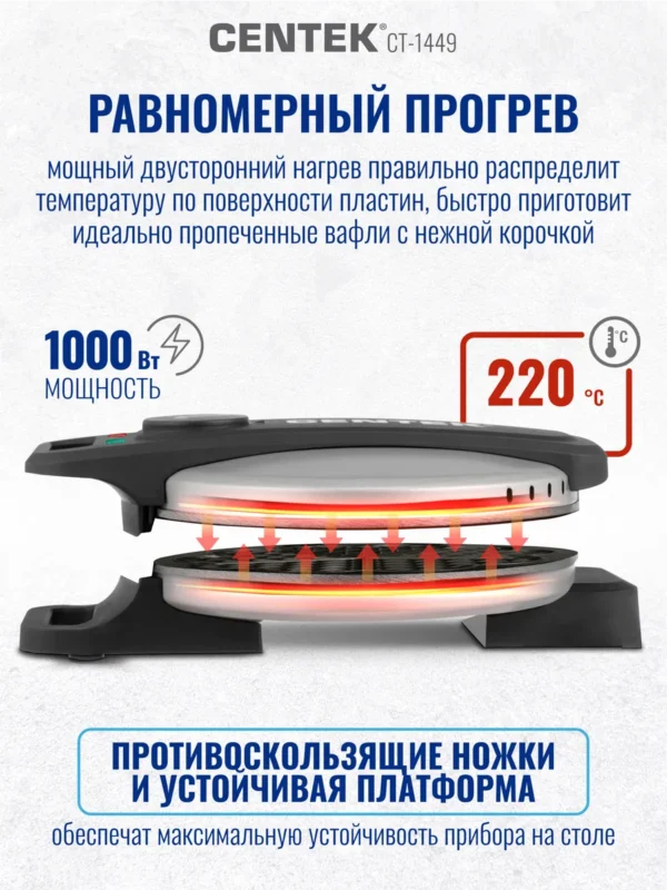 Вафельница CENTEK CT-1449 1