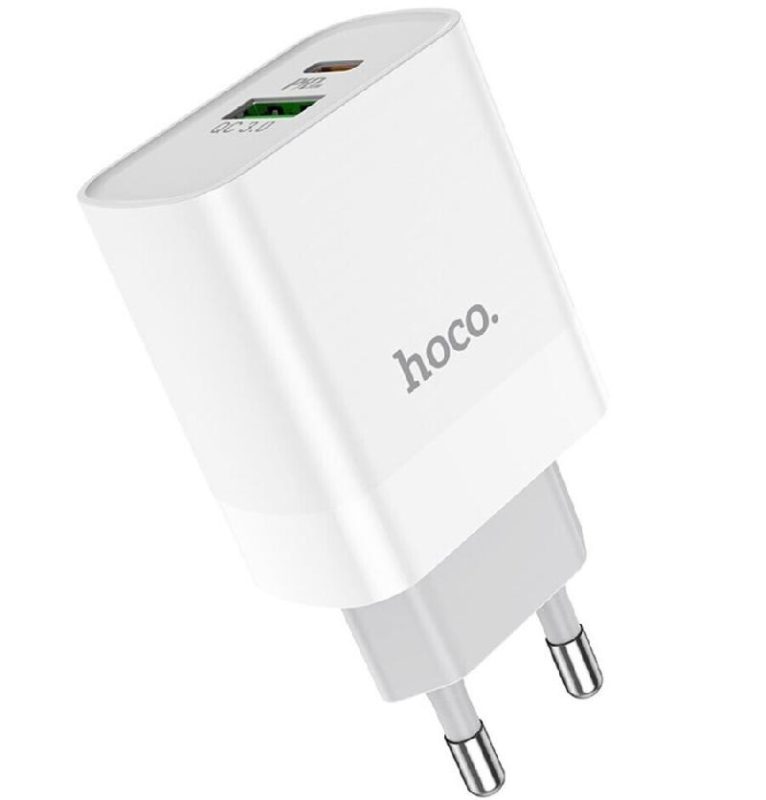 СЗУ HOCO C80A 1USB+1Type-C 3.1A PD QC3.0 20W (Белый) 1