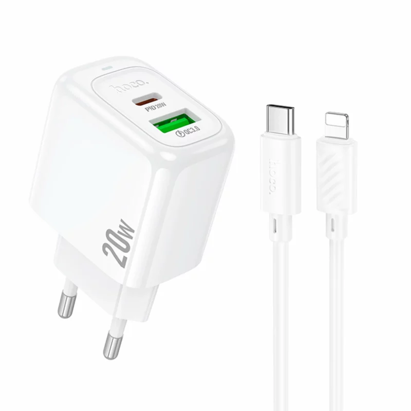 СЗУ HOCO CS54A 1USB+1Type-C 3.0A QC3.0 PD 20W (Белый) 1